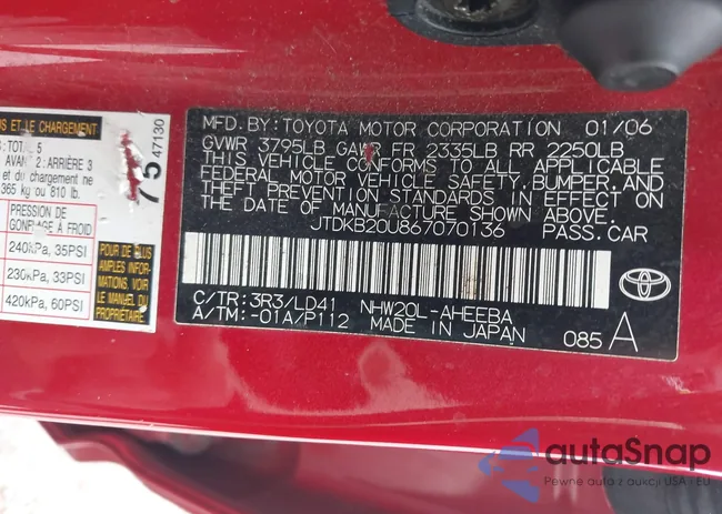 JTDKB20U867070136: 43200183