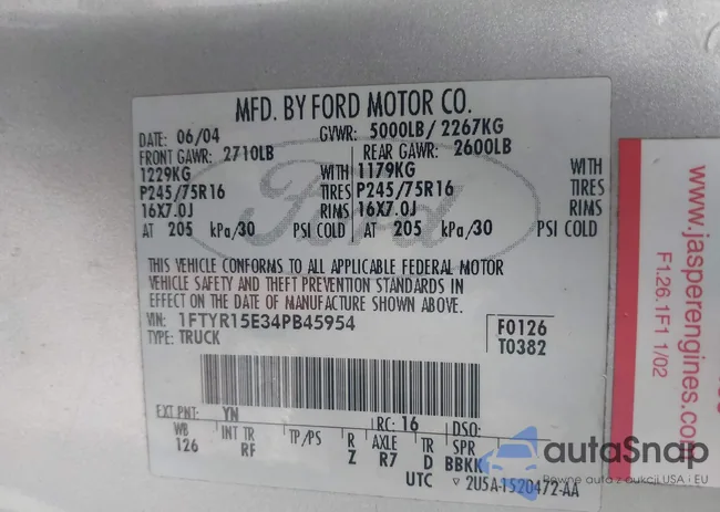 1FTYR15E34PB45954: 43200198