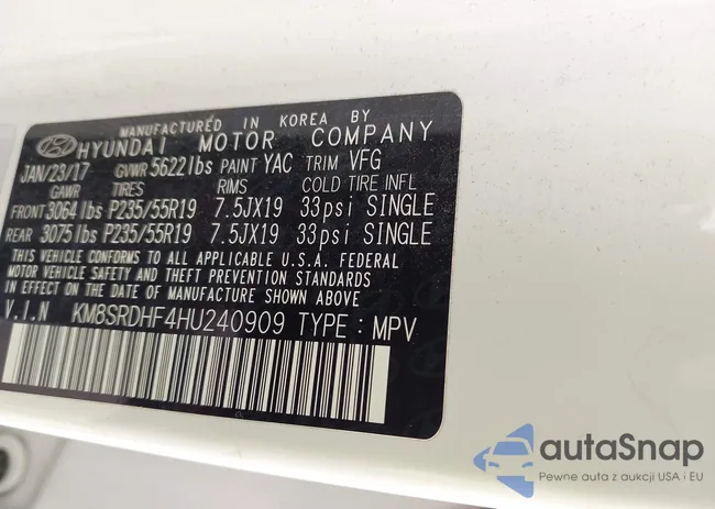 KM8SRDHF4HU240909: 43200250