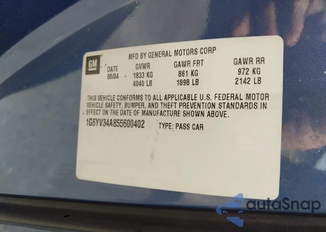 1G6YV34A855600402: 43200286