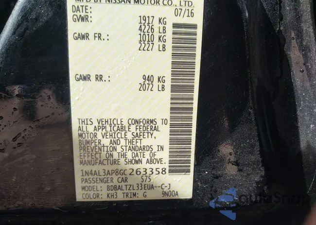 1N4AL3AP8GC263358: 43200454