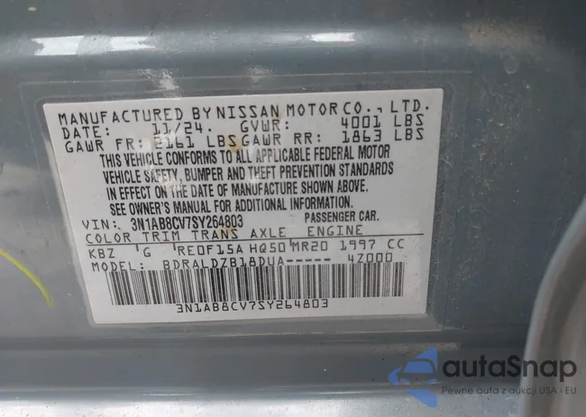 3N1AB8CV7SY264803: 43200457