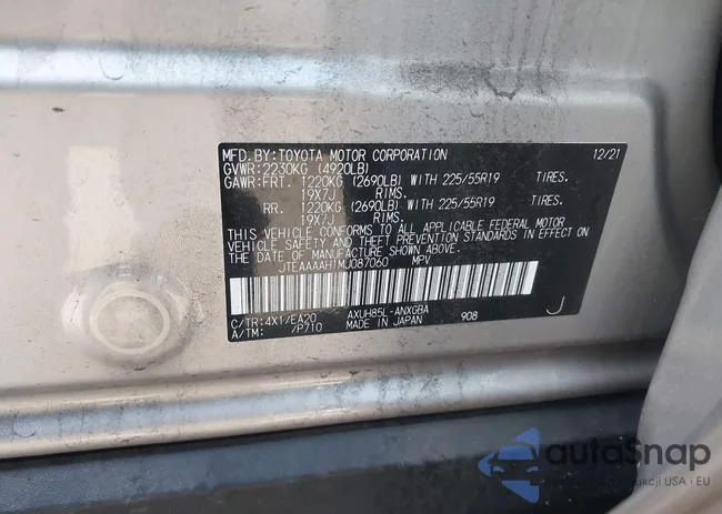 JTEAAAAH1MJ087060: 43200488