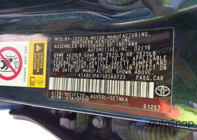 4T4BF1FK7GR560723: 43200493