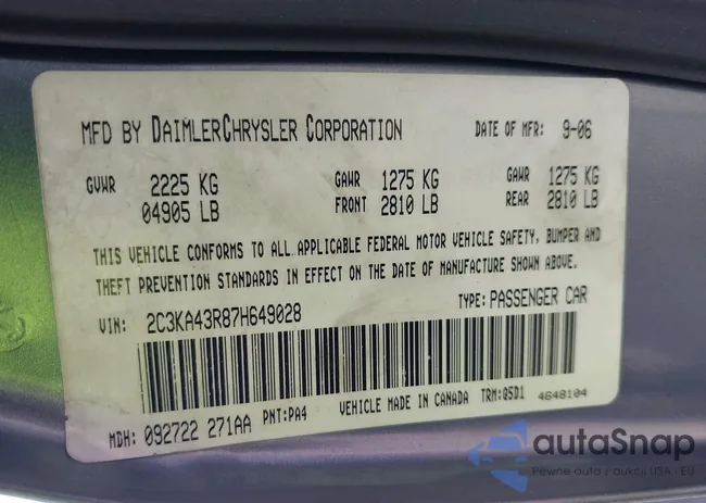 2C3KA43R87H649028: 43200537