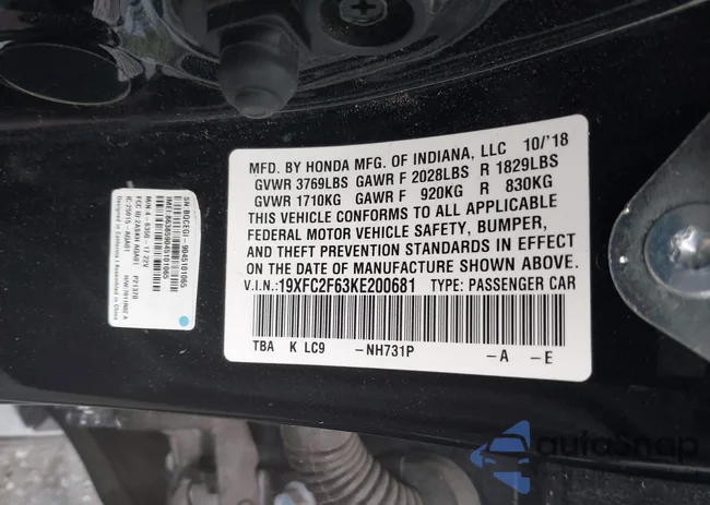 19XFC2F63KE200681: 43199587