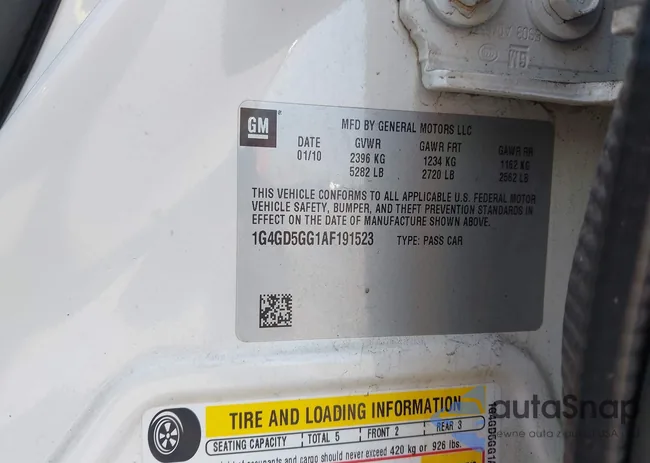 1G4GD5GG1AF191523: 43199662