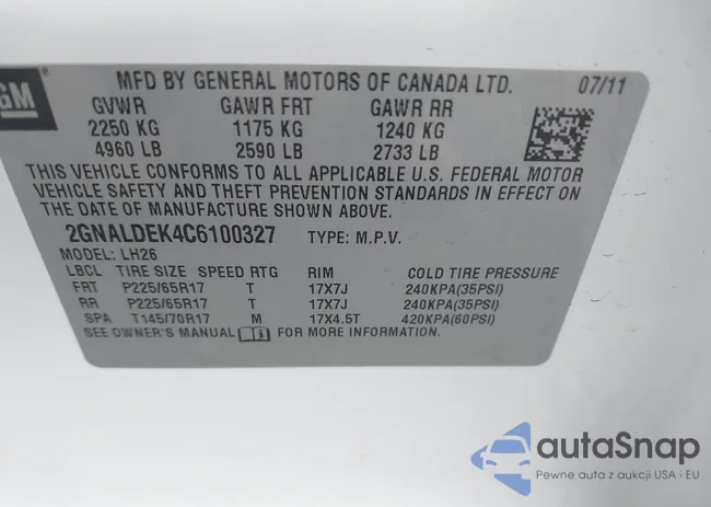 2GNALDEK4C6100327: 43199735