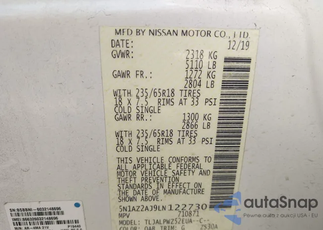 5N1AZ2AJ9LN122730: 43199868