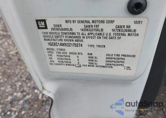 1GCEC14WX2Z175274: 43200970