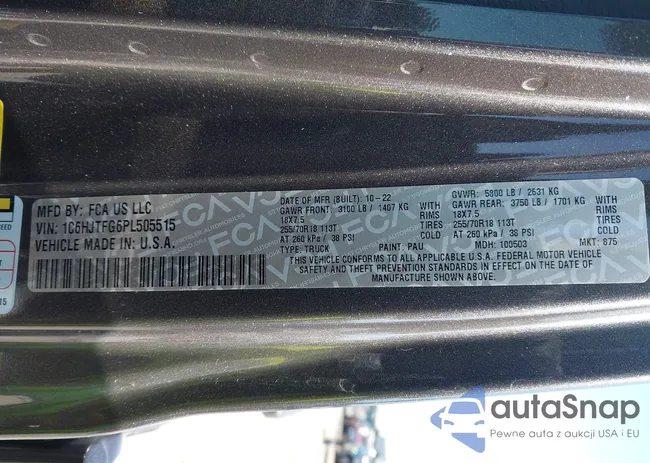 1C6HJTFG6PL505515: 43200985