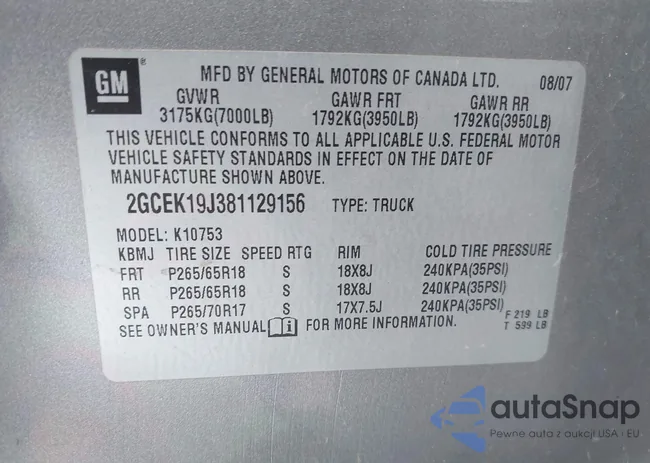 2GCEK19J381129156: 43200992