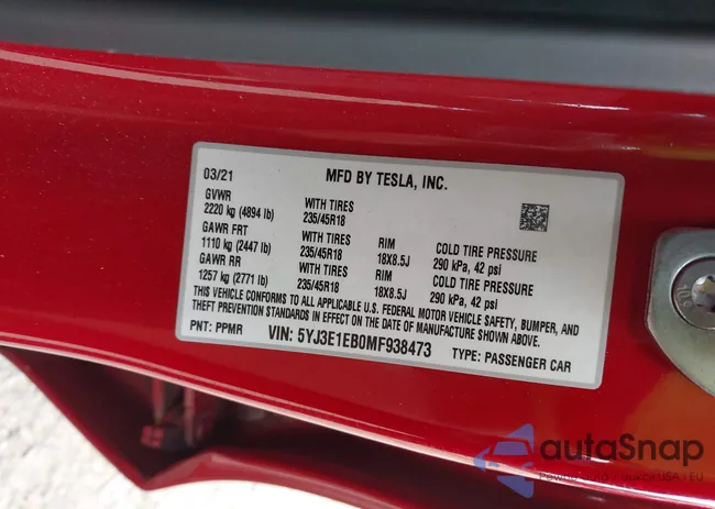 5YJ3E1EB0MF938473: 43200997