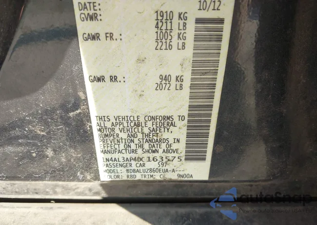 1N4AL3AP4DC163575: 43201072