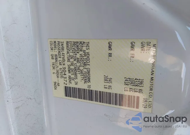 1N4BL4FV0LN304372: 43201083