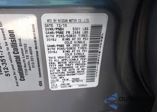 JN8AS1MU4BM710407: 43201119