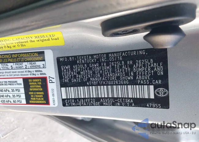 4T1BF1FK7GU263686: 43201199