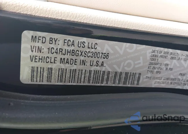 1C4RJHBGXSC300756: 43201291