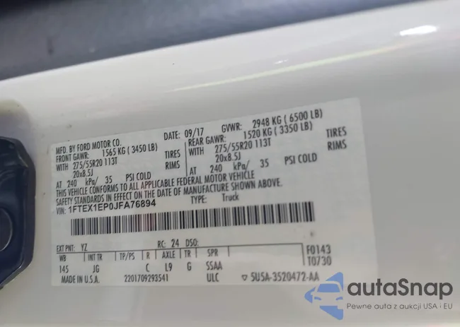 1FTEX1EP0JFA76894: 43201407