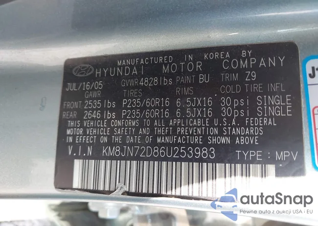 KM8JN72D86U253983: 43201429