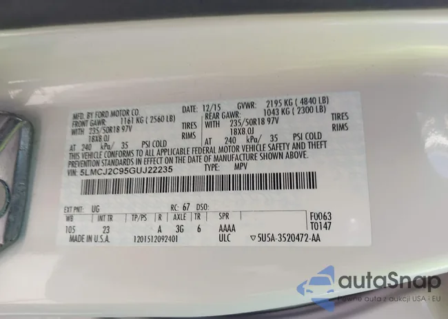 5LMCJ2C95GUJ22235: 43201434