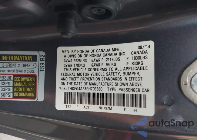 2HGFG4A53EH703880: 43201457