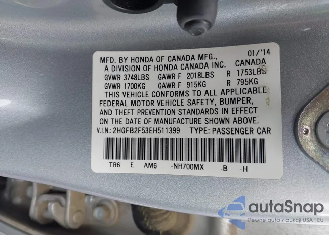 2HGFB2F53EH511399: 43201542