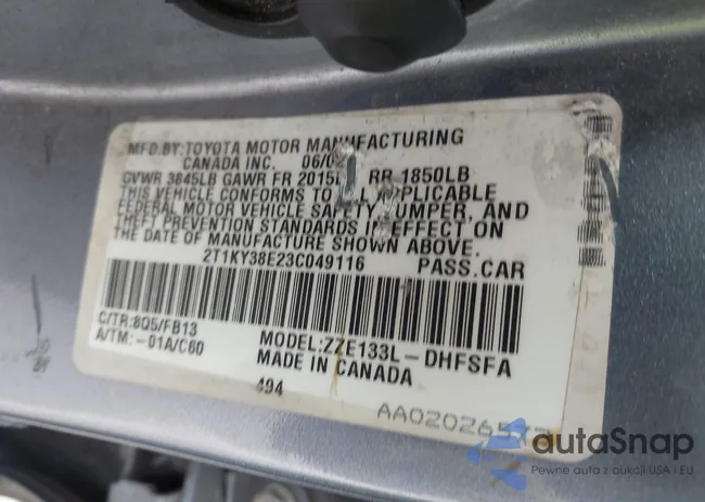 2T1KY38E23C049116: 43200633