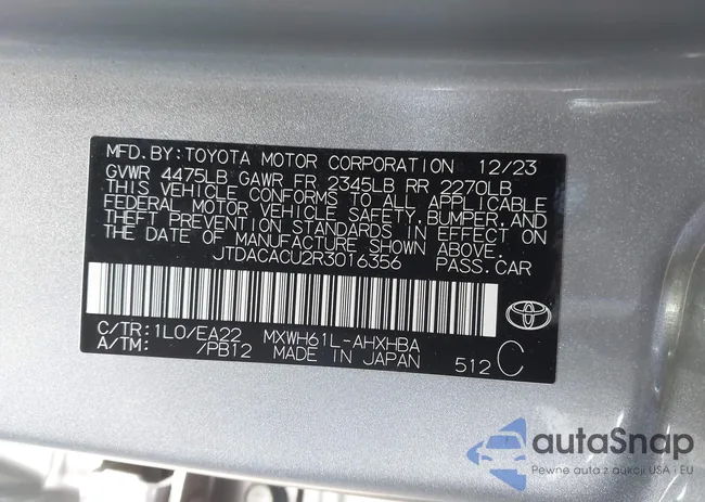 JTDACACU2R3016356: 43200707