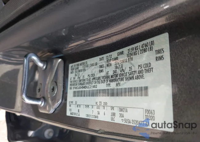 1FMCU0H94DUC31482: 43200728