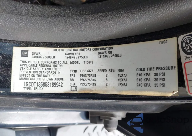 1GCDT136858189942: 43200876