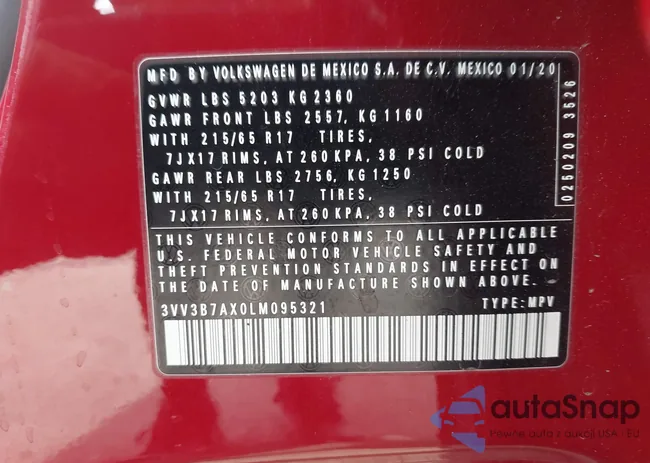 3VV3B7AX0LM095321: 43200887