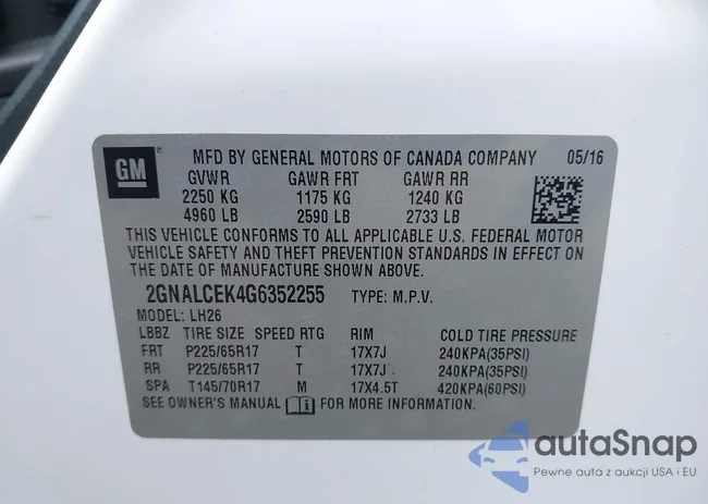 2GNALCEK4G6352255: 43201974