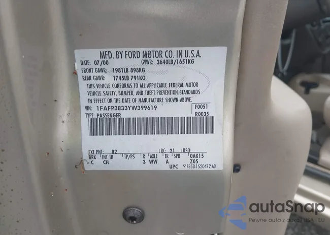 1FAFP3833YW399619: 43202052