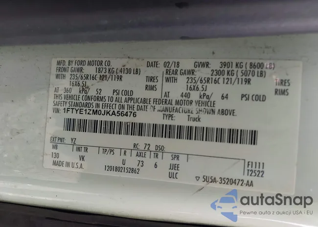 1FTYE1ZM0JKA56476: 43202096