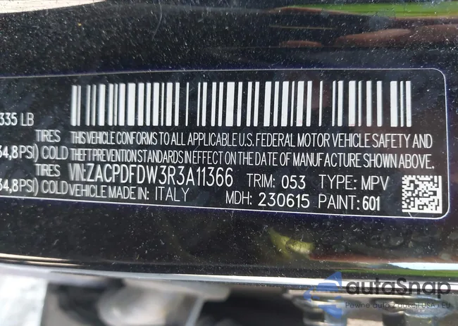 ZACPDFDW3R3A11366: 43202135