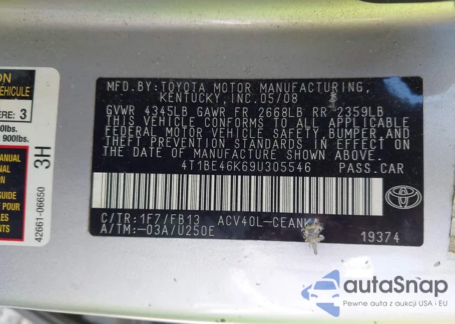 4T1BE46K69U305546: 43202175