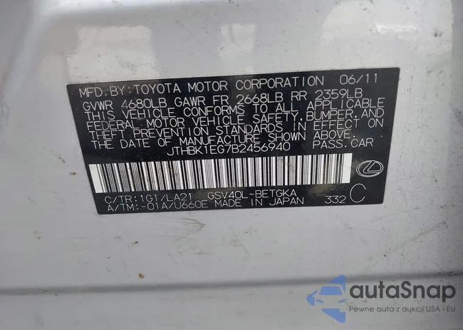 JTHBK1EG7B2456940: 43202269