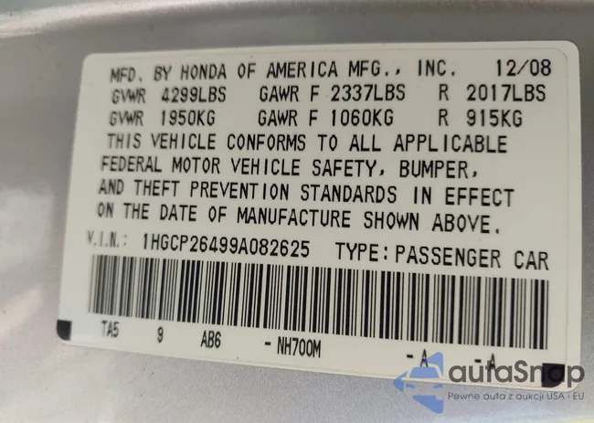 1HGCP26499A082625: 43202419