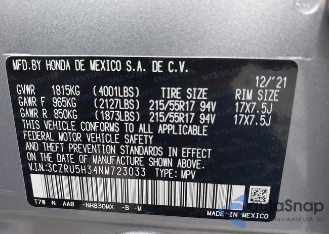 3CZRU5H34NM723033: 43202425