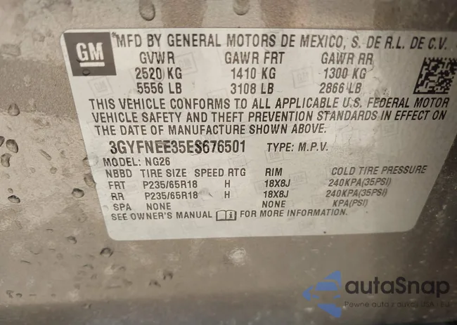 3GYFNEE35ES676501: 43202510