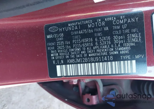 KM8JM12B184911418: 43201561