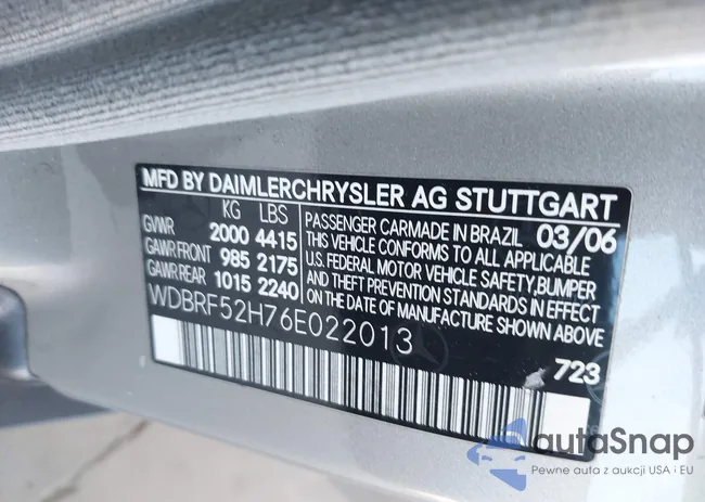 WDBRF52H76E022013: 43201580