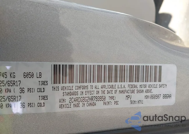 2C4RDGBG2HR793950: 43201670