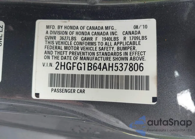 2HGFG1B64AH537806: 43201699