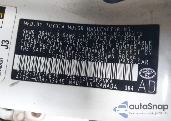 2T1BU4EEXCC795030: 43201932