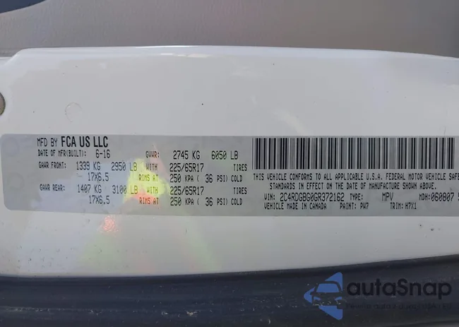 2C4RDGBG0GR372162: 43202955