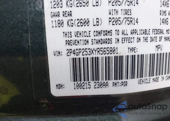 2P4GP253XYR565801: 43203004