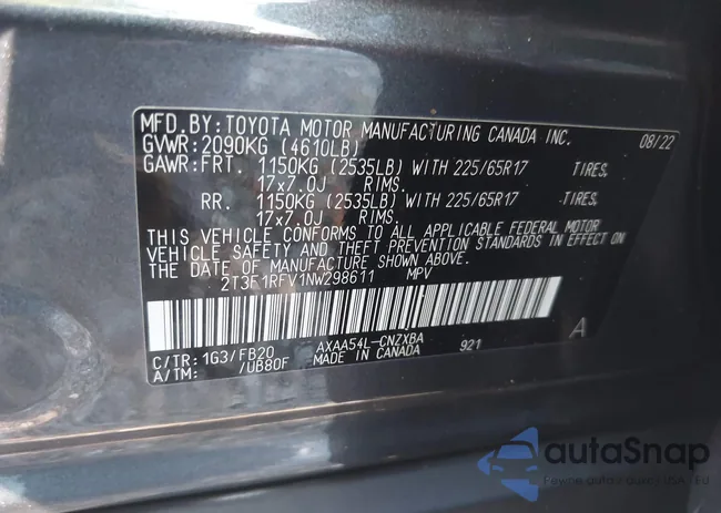 2T3F1RFV1NW298611: 43203017