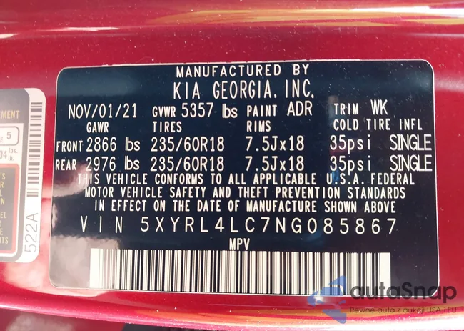 5XYRL4LC7NG085867: 43203036